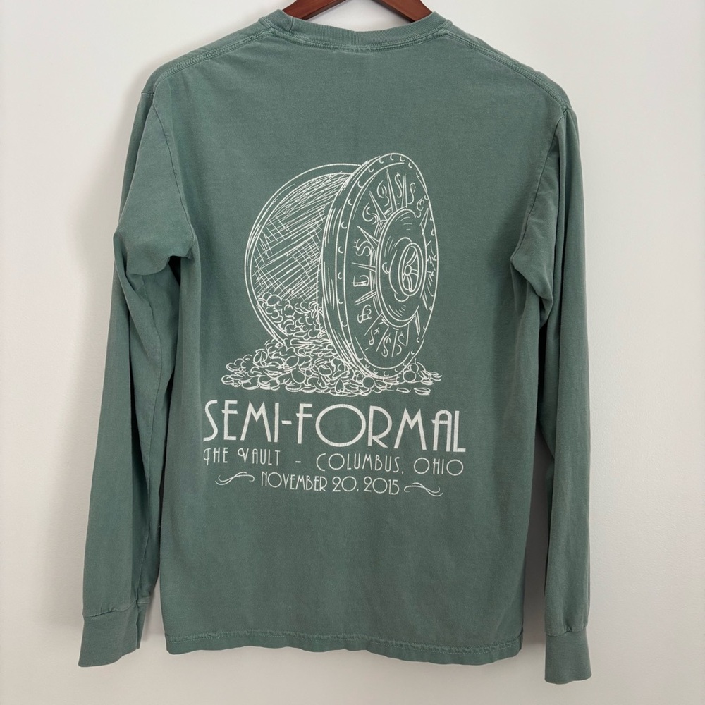 Alpha Xi Delta | Light Green Comfort Colors Long Sleeve Pocket T Shirt | Size S